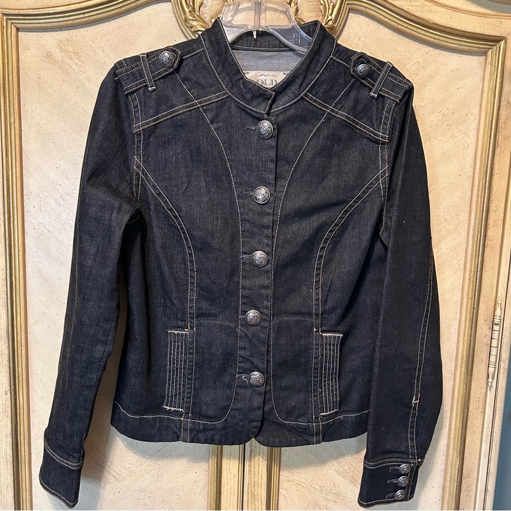 Old Navy Black Denim Military Jacket